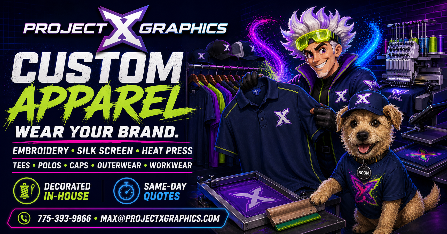 custom branded apparel project by Project X Graphics
