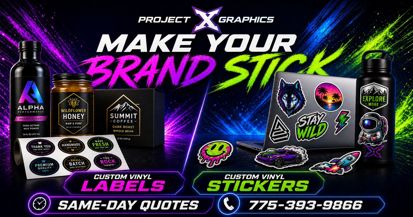 custom vinyl labels project by Project X Graphics