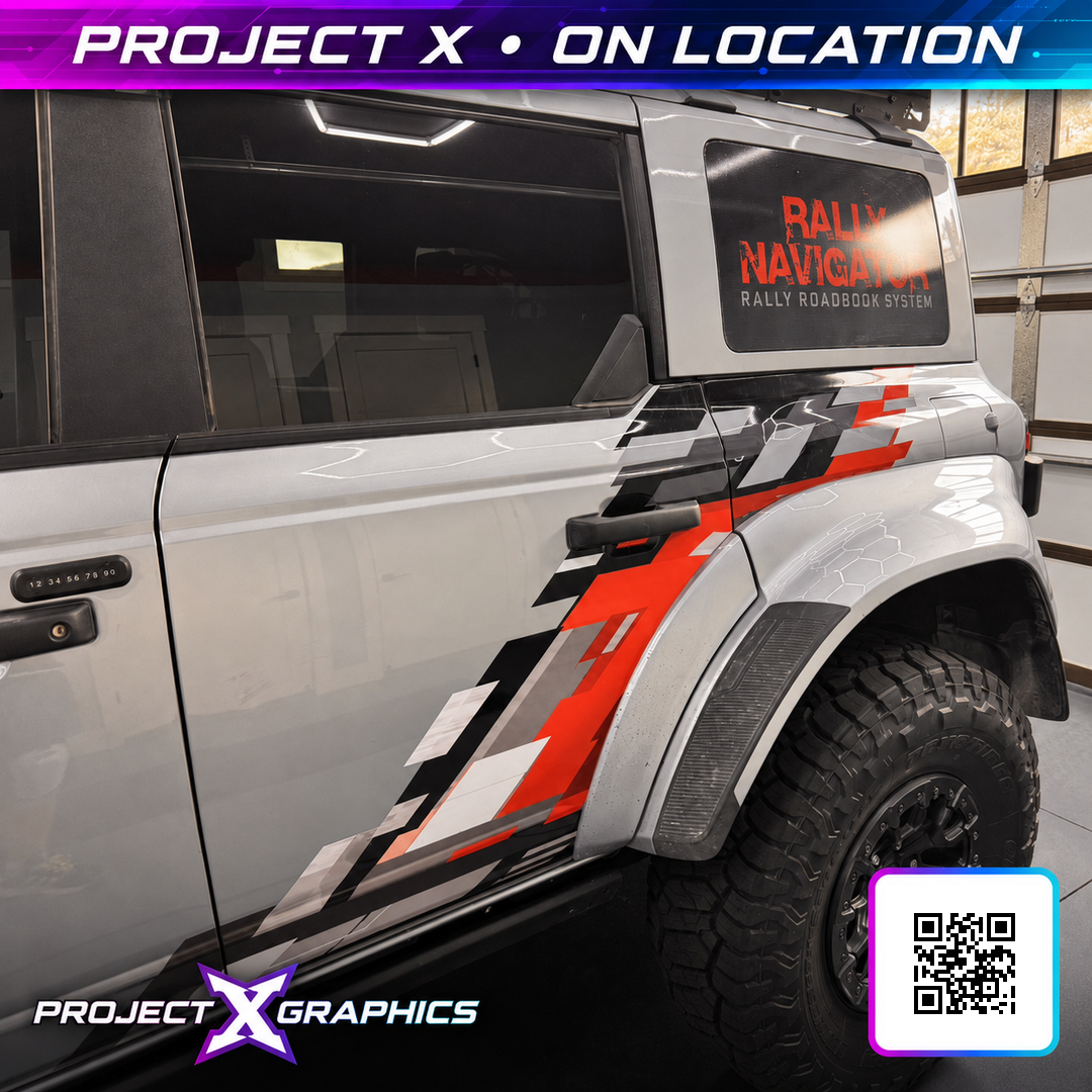 featured on location / rally navigator rear quarter project by Project X Graphics