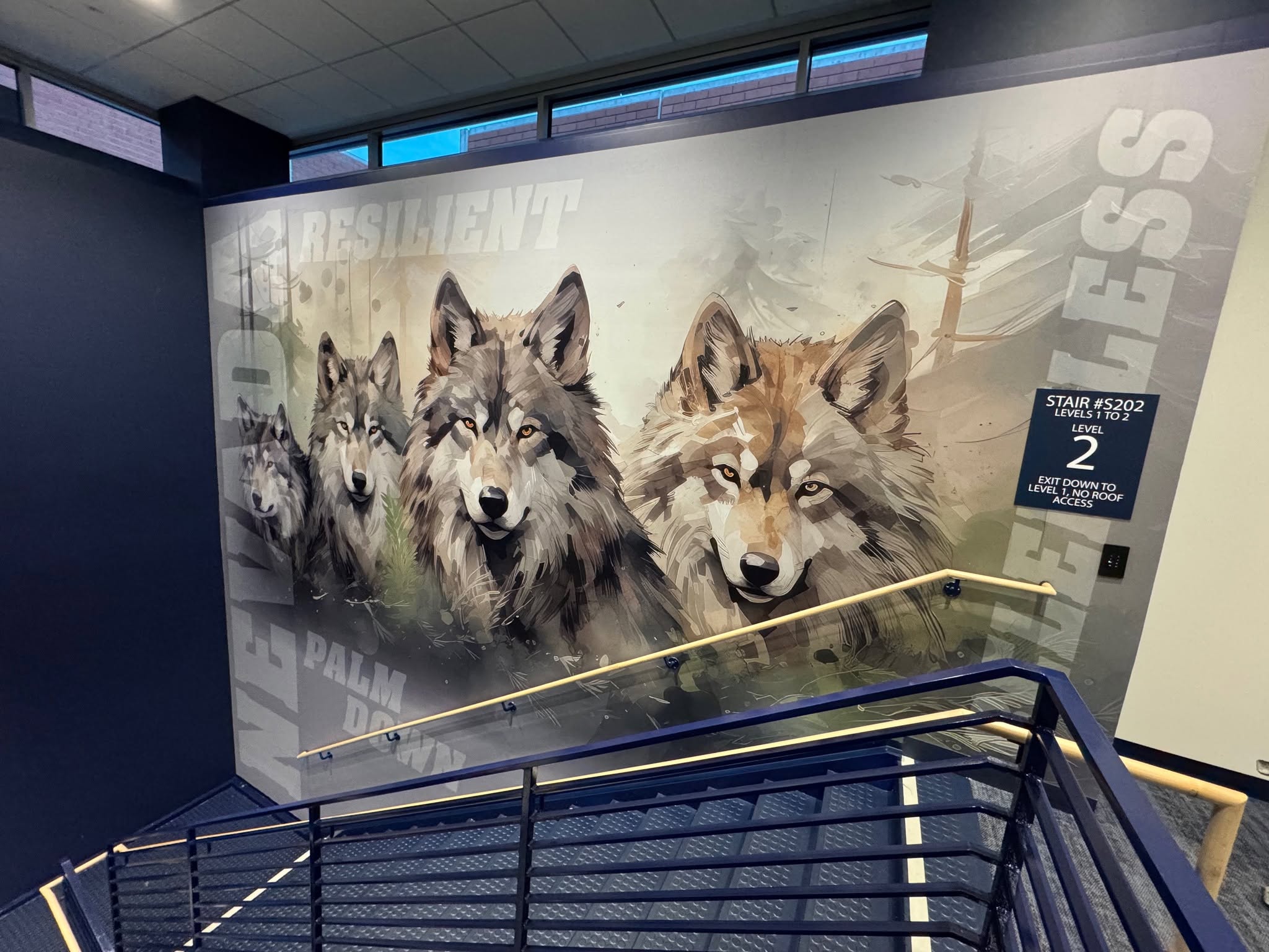 stairwell wall mural project by Project X Graphics